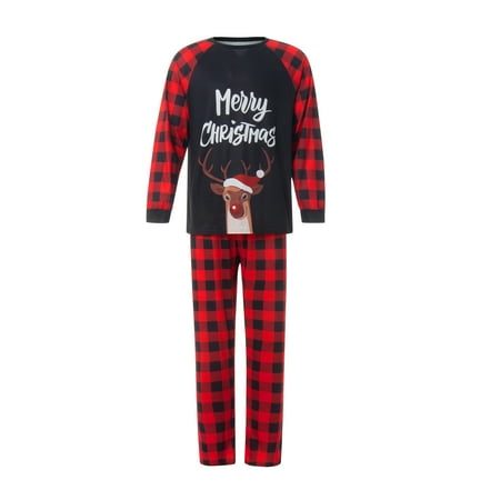 

Matching Family Christmas Pajamas for Family Red Buffalo Plaid Reindeer Xmas Holiday Sleepwear