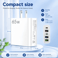 thumbnail image 4 of QINIUXO USB C Charger Block, 2-Pack 65W Wall Charger, 5-Port Type C Fast Charging Block Power Adapter Compatible with Phones, Tablets & More, White, 4 of 8