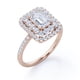 thumbnail image 3 of JeenMata Anillo de Compromiso de Moissanita de Corte Esmeralda de 1,5 Quilates - Anillo Nupcial - Anillo de Doble Halo - Anillo de Racimo - Oro Rosa de 18 K sobre Plata, 3 of 6