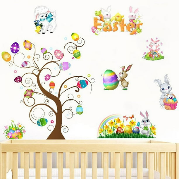 RKSTN easter decorations Wallpaper PVC Easter Window Decorations Easter Window Clings Easter Wall Decals Window Decals Easter Wall Clings