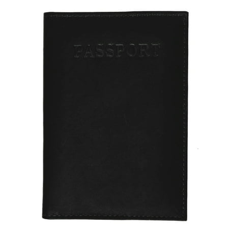 Brown Leather Passport Wallet menswallet Genuine Leather Passport Cover Holder Wallet Case Travel Many Colors 601 CF BLIND (C) Black ()