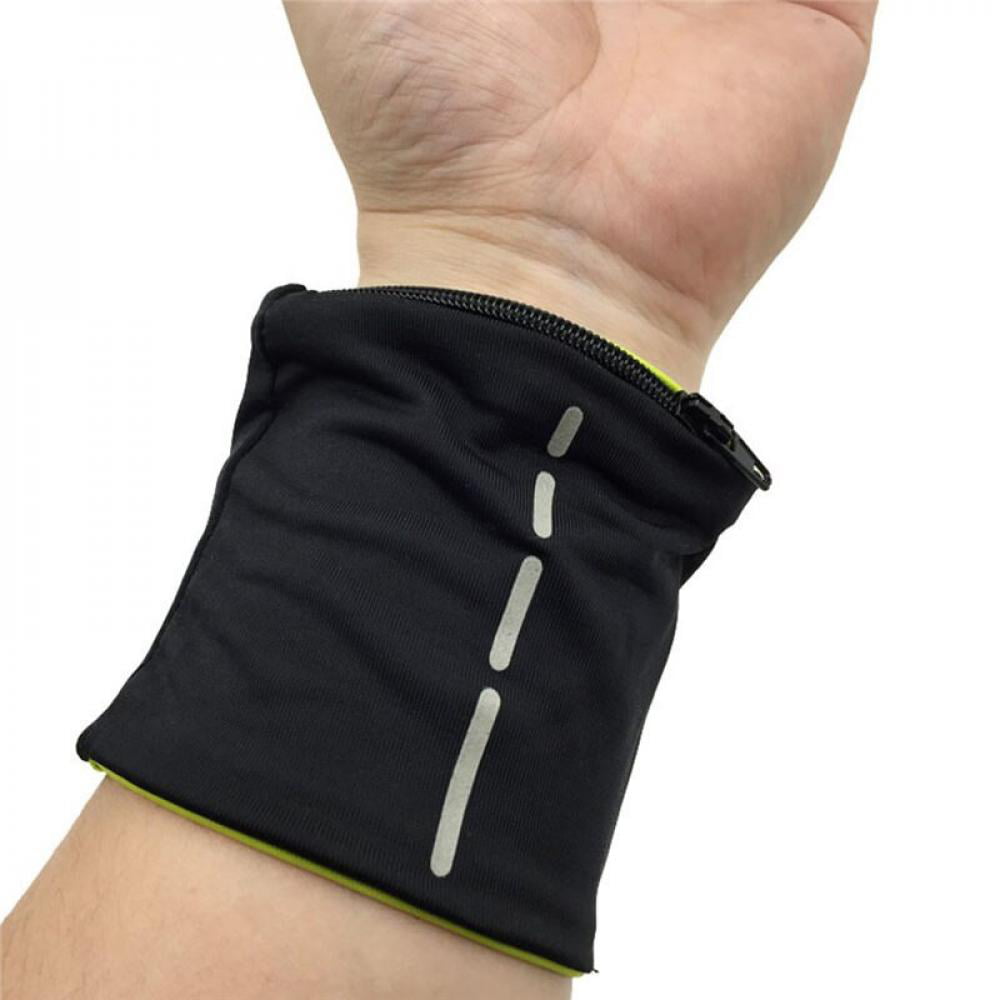 Reflective Zipper Pocket Wrist Support Wrap Cycling Sports Wristband SweatbandSP 