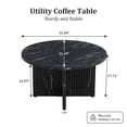 thumbnail image 3 of YOCWO 31.5" Round Coffee Table for Living Room with Wave Base, Mordern MDF Coffee Table for Apartment Small Space with Marble Veneer Finish, Black, 3 of 7