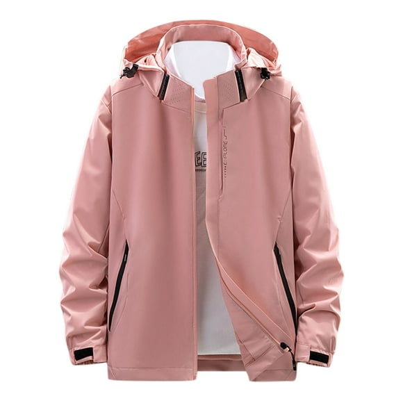 pxiakgy winter coats for women women's outdoor color splice detachable hat zipper pocket waterproof coat coat for women pink + xl