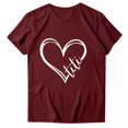 thumbnail image 4 of Hyknon Hauts pour Femmes Été Amoureux T-shirt Imprimé Col Rond Manches Courtes Haut Doux Pull Polyvalent pour Sortir, 4 of 4