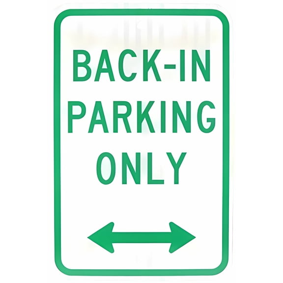 Metal Sign Aluminum Back in Parking Only (Green on White) - 8"x12" Sign, Parking Direction Decor for Outdoor Indoor Home Business Garage