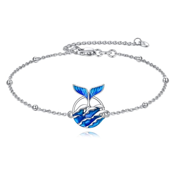Horse/Clover/Anchor/Penguin/Sea Turtle/Infinity/Starfish/Cross/Daisy/Mermaid/Ladybug/Axolotl Bracelets for Women Sterling Silver Jewelry Adjustable Chain Bracelet Jewelry Gifts (Whales bracelet)