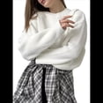 thumbnail image 2 of Suéter de Punto Holgado con Cuello Redondo y Color Liso para Mujer, Ideal para Otoño e Invierno. L, 2 of 10