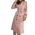 thumbnail image 6 of VEKDONE Clearance 2025 Women Elegant Notched Collar Solid Color Mid-Length Double Breasted Slim Fit Wool Blend Trench Pea Coat Overcoat Pink L, 6 of 7