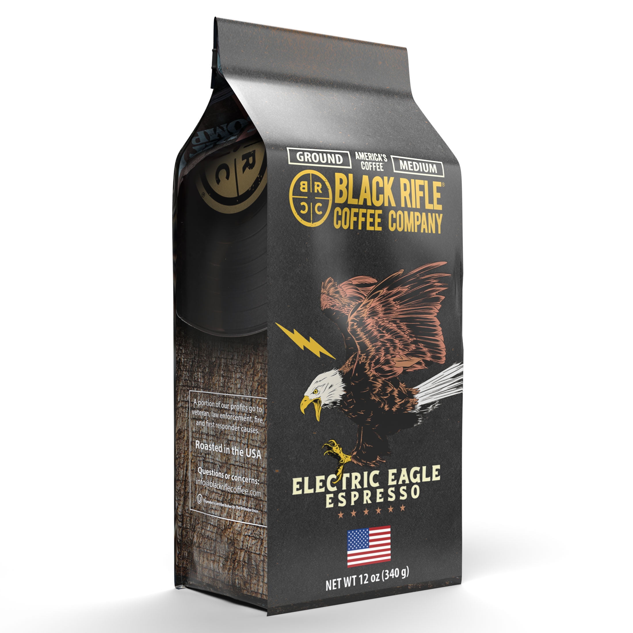 Black Rifle Coffee Company Electric Eagle Espresso, Medium Roast, Ground Coffee, 12 oz
