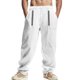 thumbnail image 1 of Pantalones largos para hombre, informales, holgados, de pierna ancha, con bolsillos con cordón, para playa, para hacer ejercicio, rectos, de poliéster., 1 of 9