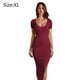 thumbnail image 2 of Vestido largo ajustado con cuello en V profundo y abertura lateral para mujer, vestidos largos de fiesta de noche de manga corta divididos, XL, 2 of 6