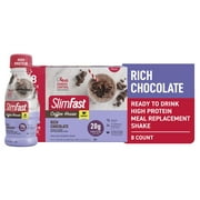 SlimFast Meal Replacement Energy High Protein Shake, Rich Chocolate, 11 fl oz Bottle, 8 Pack