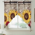 thumbnail image 2 of Sunflowers Swag Curtains for Kitchen/Bedroom/Living Room, Retro Flower Barn Doors Butterfly Farmhouse Brown Scalloped Curtains 63 Inch Long, Window Swag Topper Curtains Valances 2 Panels Set 36"x63", 2 of 8