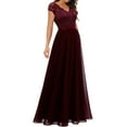 thumbnail image 4 of Franhais Women's Long Evening Dress, Solid Color Lace Patchwork Backless V Neck Elegant Dress, 4 of 7