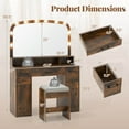 thumbnail image 3 of Costway Vanity Desk Makeup Table with with Stool Large Mirror 3-Color Lights for Bedroom Brown, 3 of 10