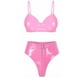thumbnail image 3 of Conjunto de lencería íntima sexy para mujer, de charol con aspecto mojado, sujetador sin aros y braguitas con cremallera frontal de corte alto, 3 of 5