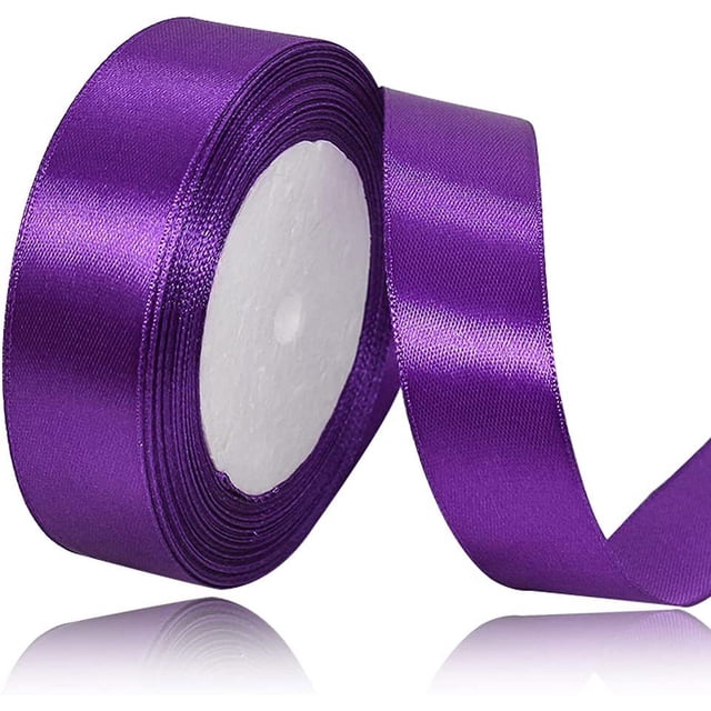 LAICAIW Solid Color Purple Satin Ribbon, 3/4 Inches x 25 Yards Fabric Satin Ribbon for Gift Wrapping, Crafts, Hair Bows Making, Wreath, Wedding Party Decoration and Other Sewing Projects