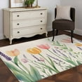 thumbnail image 3 of Area Rugs for Living Room 4x6 Ft, Pink Yellow Spring Floral Non Slip Area Rugs for Kitchen Bedroom Entryway, Vintage Summer Botanical Washable Carpet Runner Rug Floor Mats for Bedroom Home Decor, 3 of 9