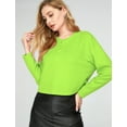 thumbnail image 3 of SSLR Oversized T-Shirts for Women Long Sleeve Crop Tops Henry Neck Waffle Ribbed Top, 3 of 8