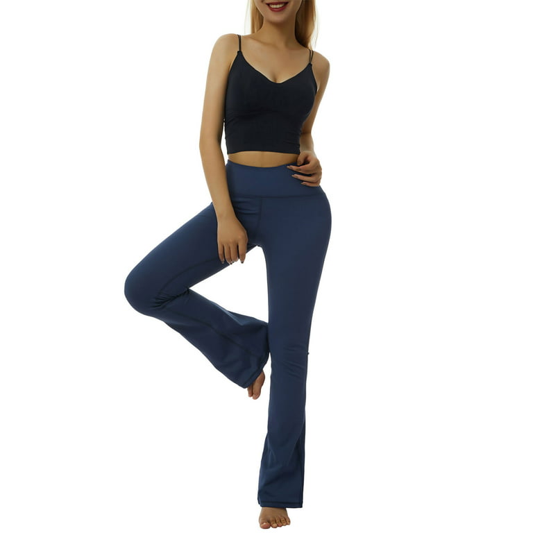 Women's Foldover Contrast Waist Bootleg Flare Yoga Pants,Value-Pack  Available Female Leggings Wide Leg Pants