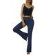 thumbnail image 4 of Txlixc Pantalones de yoga de color sólido para mujer, pantalones acampanados largos ajustados de cintura alta elástica para primavera otoño, ropa de mujer Txlixc  Estilo de ocio, 4 of 9
