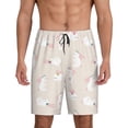 thumbnail image 1 of Kdxio Beautiful Rabbit Print Mens Shorts, Breathable Lounge Sleepwear Set with Elastic Waistband and Pockets-Medium, 1 of 6