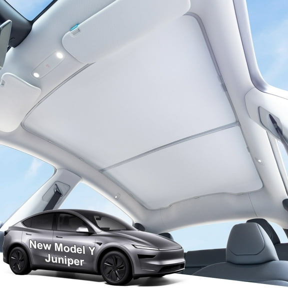 Upgrade Sunshade Roof for Tesla New Model Y Juniper Accessories, Sag-Free&No Gap, Heat Insulation Glass Roof Sunshade Sunroof, Magnetic-Mid Design, No-light Leakage OEM-fit Roof Shade