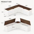 thumbnail image 5 of Doyolan L-Shaped Wood Farmhouse Storage Chest,Nook Corner Bench with Storage - White & Walnut, 5 of 9