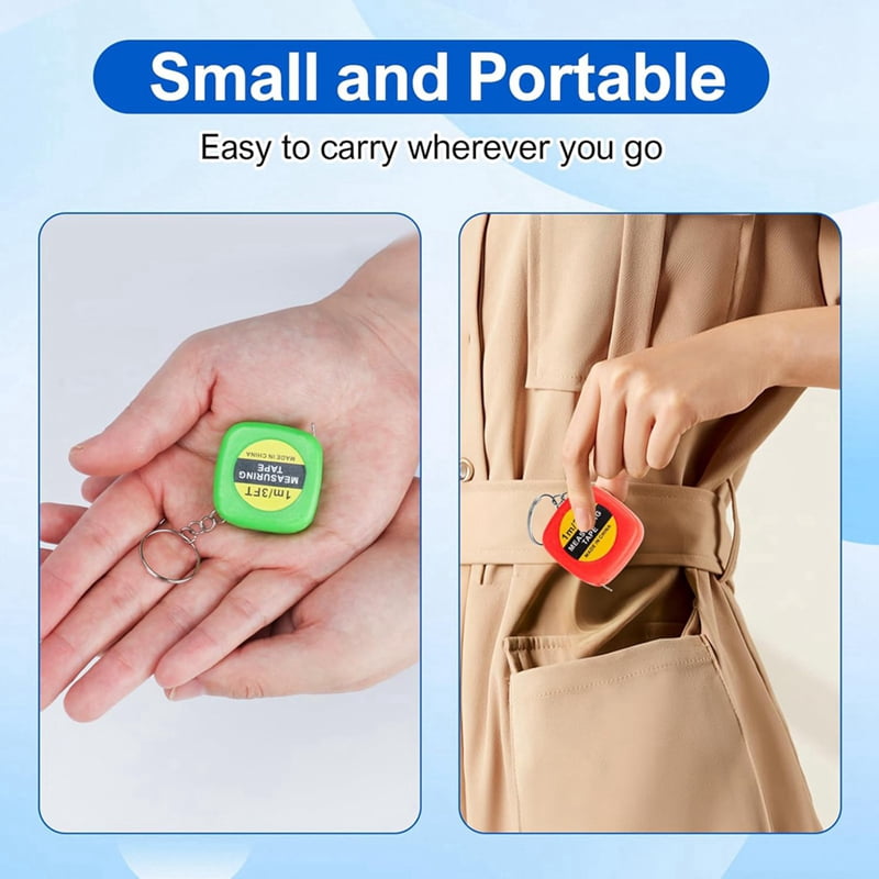 80 PCS Keychain Tape Measure Small Tape Measure Keychains, 3 Ft Measuring Range Mini Retractable Measuring Tape