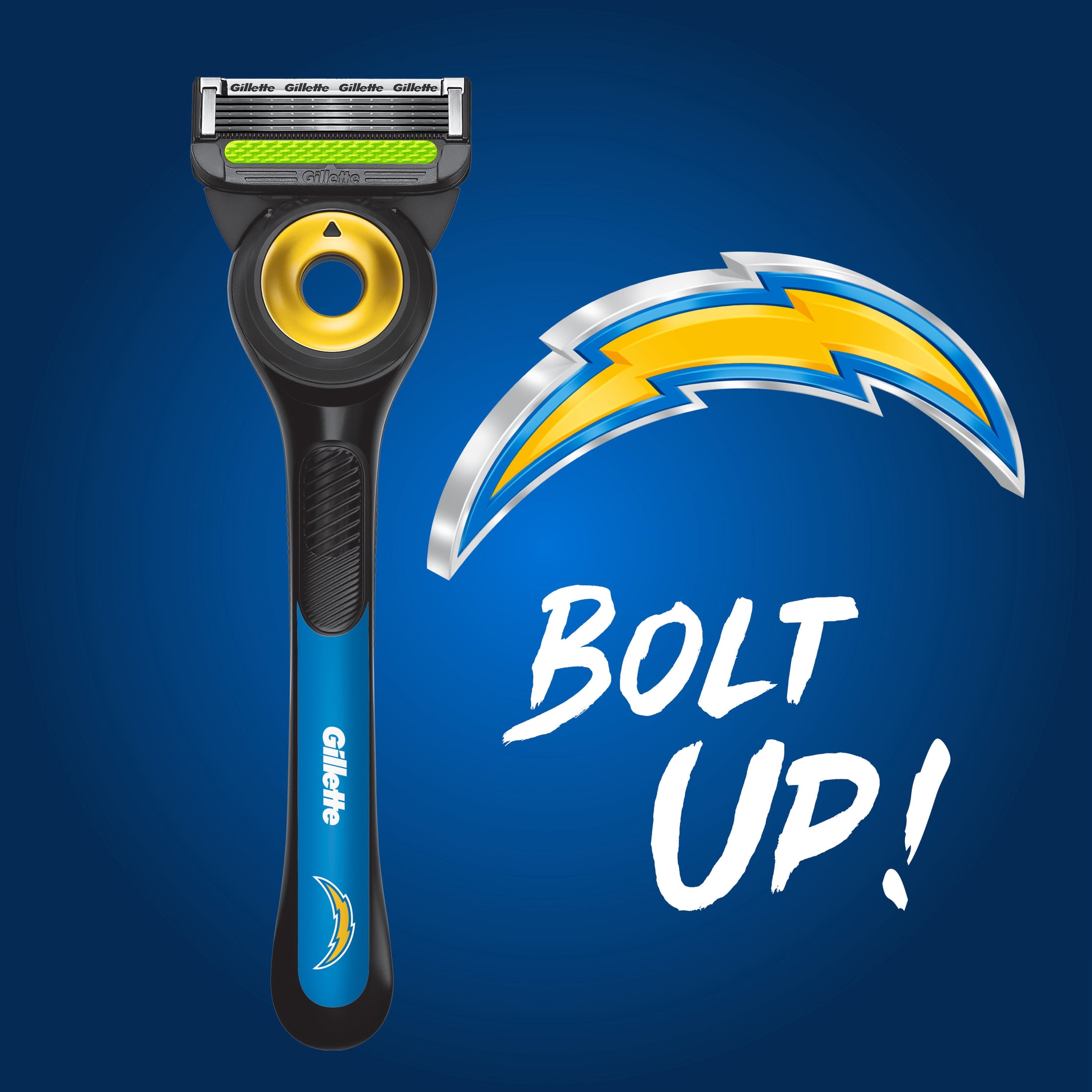 Gillette Labs Official Chargers Licensed Razor for Men, Perfect for Game Day Grooming, Gillette Labs with Exfoliating Bar, 1 Handle, 1 Blade Refill
