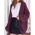 thumbnail image 6 of Women Chunky Knit Cardigan Long Sleeve V Neck Button Up with Pocket Sweater Coat for Fall and Winter Purple XXXL, 6 of 8