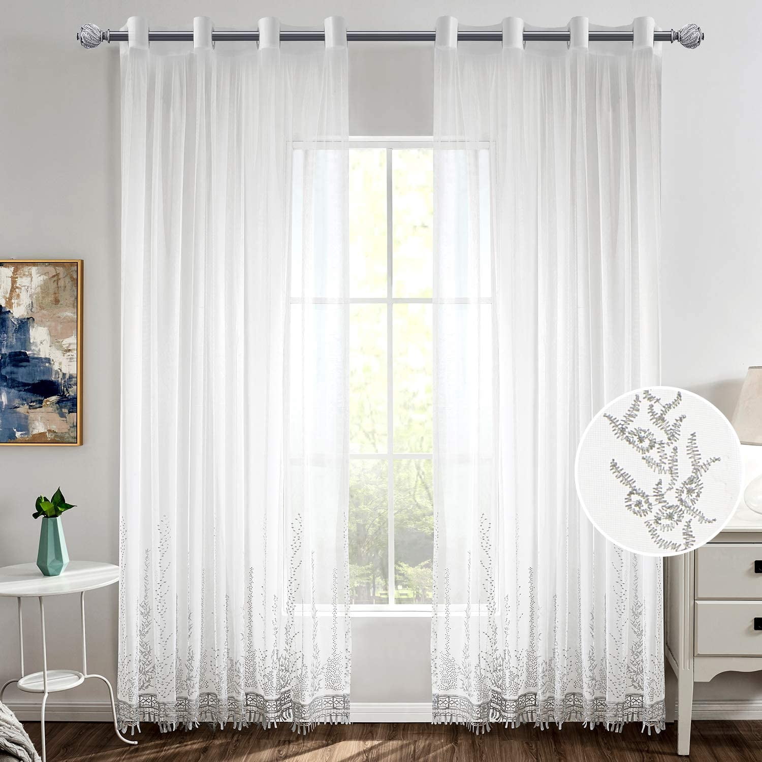 Rideaux Voilage Points Colorés – 2 Panneaux, œillets, Dimensions W135 X L244 Cm, Pour Chambre Enfant, Salon, Balcon