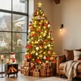 thumbnail image 6 of Eastvita 6FT Slim Pre-Lit Pencil Christmas Tree, 250 Warm White Lights, Pine Cones & Holly Berries, Space Saving PE/PVC, 6 of 8