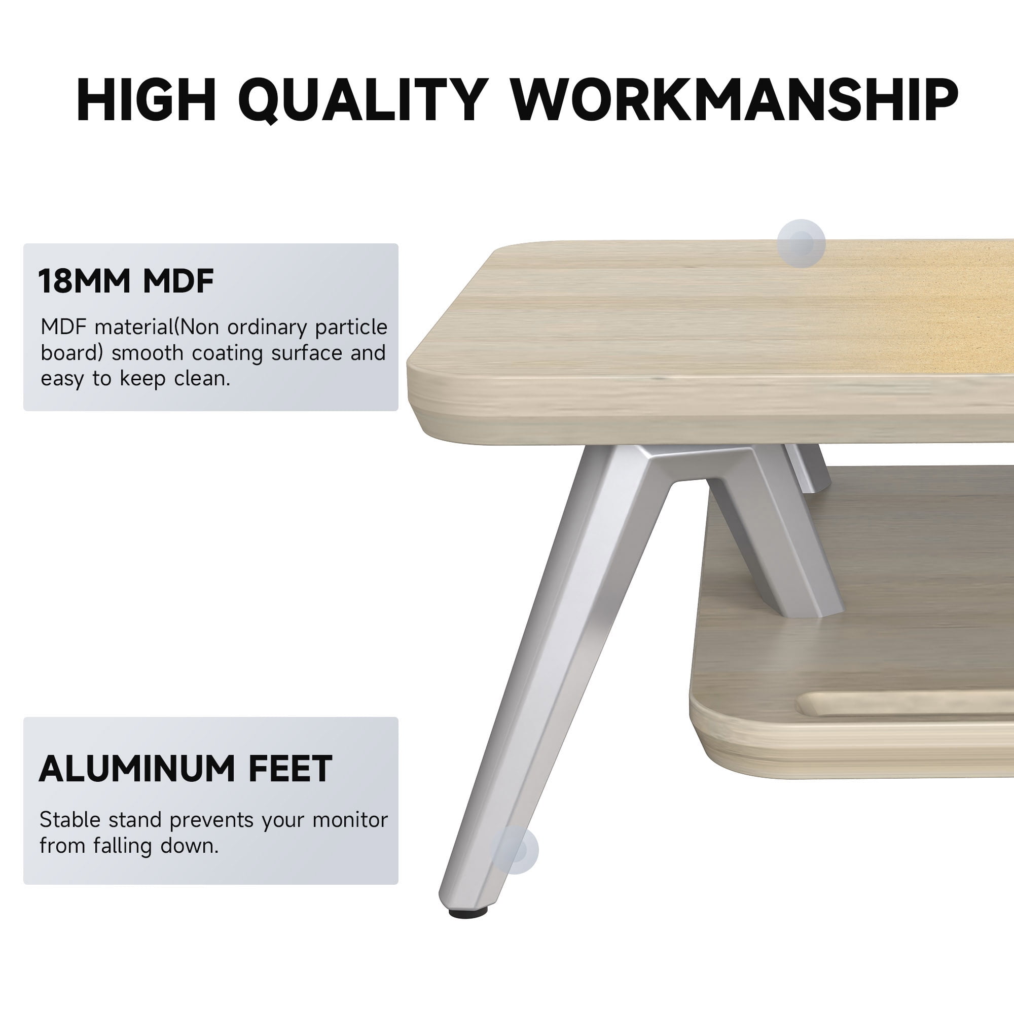 Fenge Dual Monitor Stand, 42.5 Inch Monitor Riser with 12 Color LED Light for Office Desk