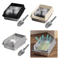 thumbnail image 2 of Semi Enclosed Cats Litter Box With Airflows Design Stainless Steel Scratchproof Low Entry Litter Container For Large, 2 of 17