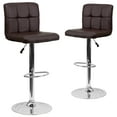 thumbnail image 3 of Flash Furniture 2 Pack Contemporary Brown Quilted Vinyl Adjustable Height Barstool with Chrome Base, 3 of 9