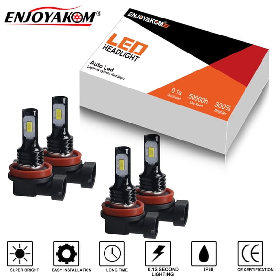 4pcs For Honda Civic 2016-2020 H11 H8 H9 High/Low Beam LED Headlight Bulbs Conversion Kits 6000K Cool White