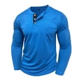 thumbnail image 2 of Men's T-Shirts Long Sleeve Crew Neck Henley Shirts Lightweight Blue Tee Shirt with Button Workout Shirts for Men, 2 of 6