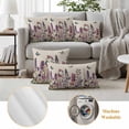thumbnail image 6 of Purple Pink Floral Pillow Covers 2 Pack Spring Lavender Wildflowers Blue Butterfly Botanical Linen Texture Pillowcase Waterproof Outdoor Throw Pillow Cover for Patio Garden Square Cushion 24”x24”, 6 of 9