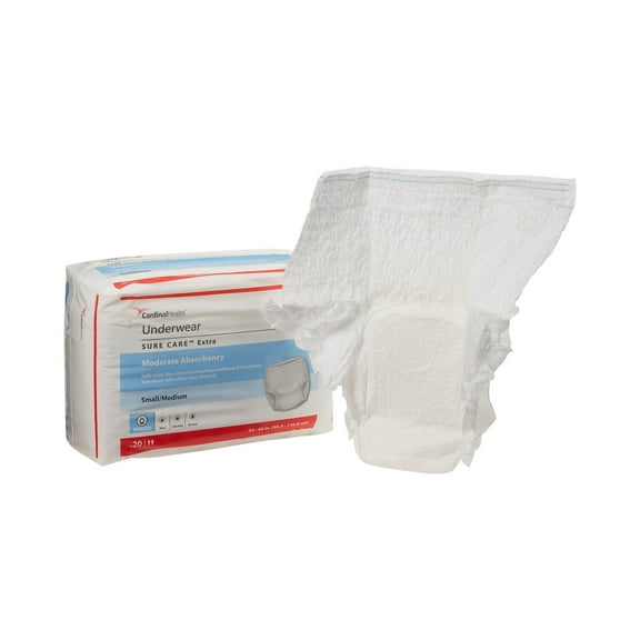 Sure Care Extra Disposable Underwear Pull On with Tear Away Seams Small / Medium, 1840A, 75, 20 Ct