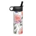 thumbnail image 2 of 18 Oz Insulated Sports Bottle, Outdoor Sports Gym Handheld Portable Casual Stainless Steel Water Bottle, Straw With Lid Watercolor Carnations And Roses, 2 of 8