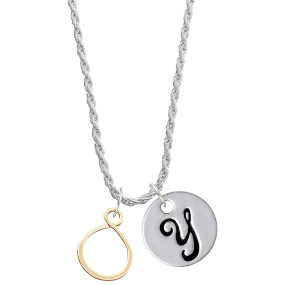 Delight Jewelry Goldtone Infinity Loop Silvertone Script Initial Disc - Y - Charm Necklace, 20"+3"