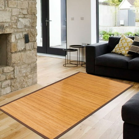 - Costway 5' x 8' Bamboo Area Rug Floor Carpet Natural Bamboo Wood Indoor Outdoor New