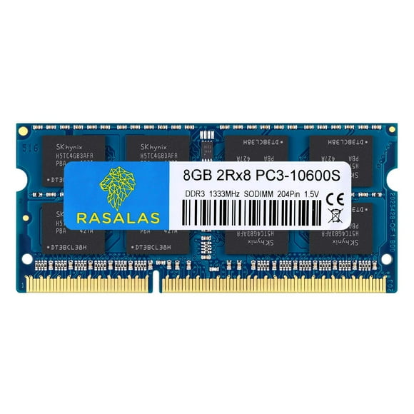 Rasalas 16GB kit (2x8GB) DDR3 1333MHz SODIMM PC3-10600 CL9 204-Pin Non-ECC Unbuffered Notebook Laptop RAM Memory Upgrade