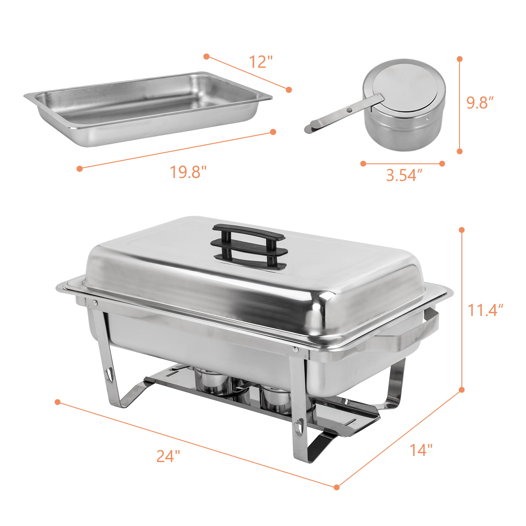 Mlia Chafing Dishes Buffet Stove Food Warmer 9l / 8 Quart Stainless Steel  Foldable For Self-service Restaurant Catering Parties Free Shipping