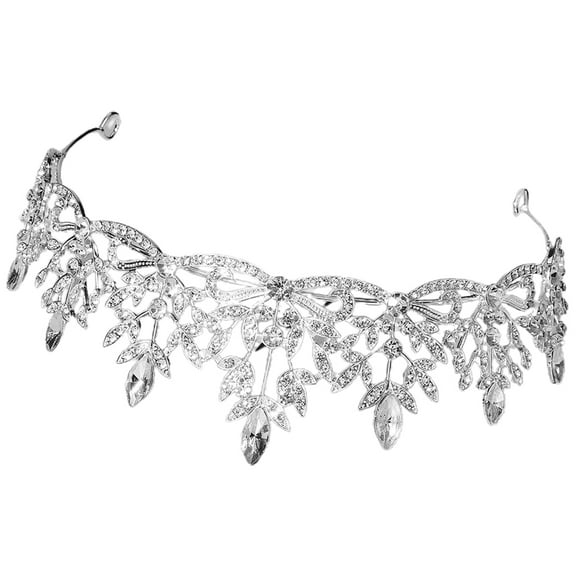 GARVALON Bridal Tiara Rhinestone Crown For Women Elegant Wedding 1Pcs Silver Alloy