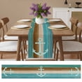 thumbnail image 4 of Nautical Blue Anchor Farm Wood Grain Table Runner 13x36in Non-Slip Cotton Linen Table Runners, Vintage Brown Plank Dresser Scarves TableRunner for Dinner Kitchen Dining Wedding Party, 4 of 9