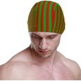 thumbnail image 2 of FYBTO Swimming Cap Red Green Striped Unisex Adult FYBTO Polyester, 2 of 4