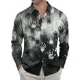 thumbnail image 2 of Domuza Button Down Shirt Men Long Sleeve Halloween Horror Funny Print Relaxed Fit T-Shirt Lightweight Casual Lapel Dress Shirts for Halloween Party Dark Gray XL, 2 of 7